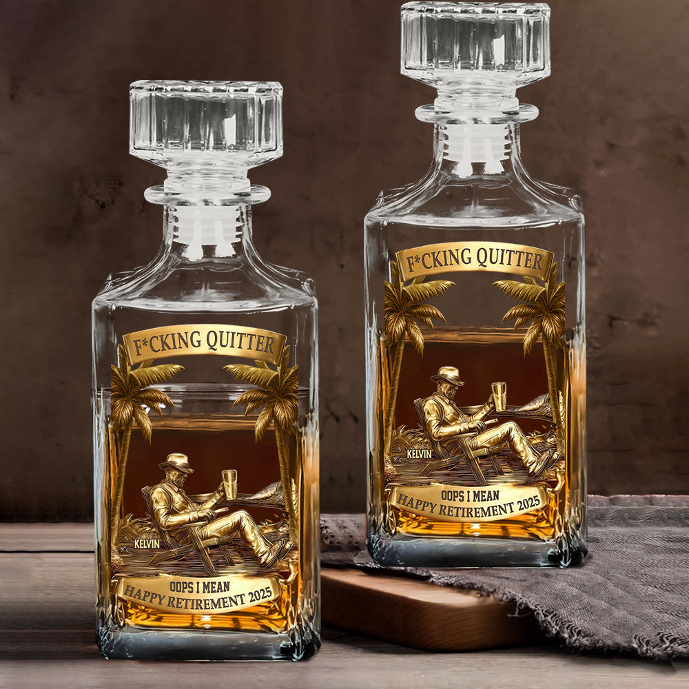 Cadeau de remerciement et de départ à la retraite pour collègues et amis du travail : coffret de carafe à whisky personnalisé.