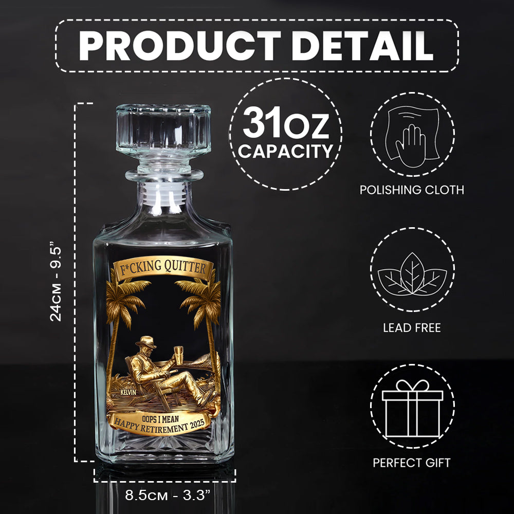 Cadeau de remerciement et de départ à la retraite pour collègues et amis du travail : coffret de carafe à whisky personnalisé.