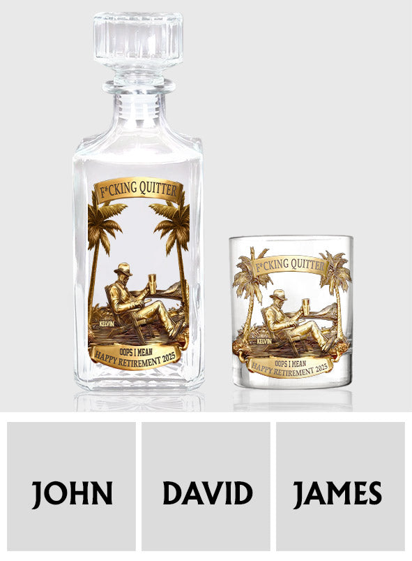 Cadeau de remerciement et de départ à la retraite pour collègues et amis du travail : coffret de carafe à whisky personnalisé.