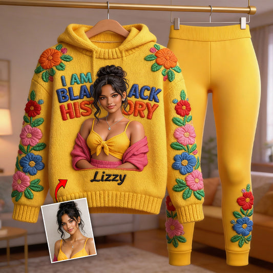 Ich bin Schwarze Geschichte – Personalisierter Hoodie und Leggings für Afroamerikaner