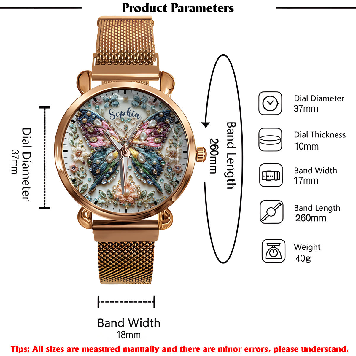 Beautiful Butterfly - Personalized Butterfly Women Hand Watch