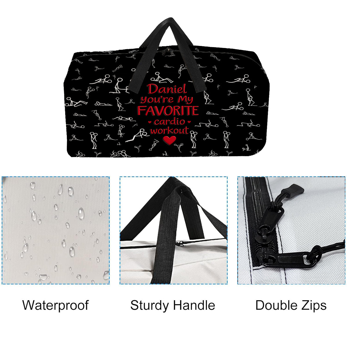 Favorite Cardio Workout - Personalized Spicy Couple Duffle Bag