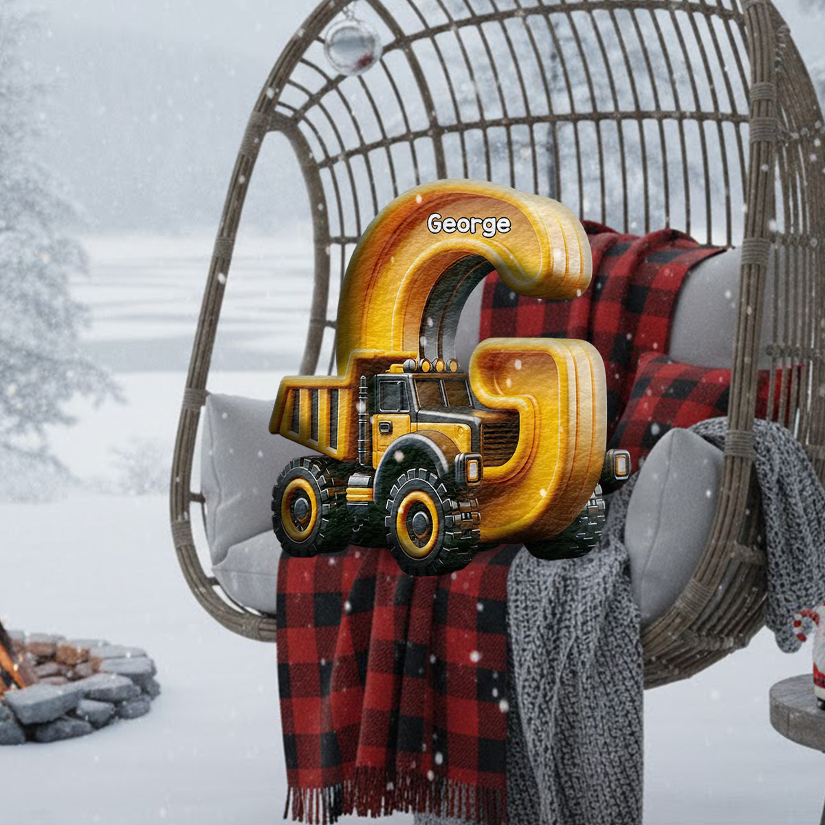 Cool Contruction - Personalized Kid Faux Fur Shaped Pillow