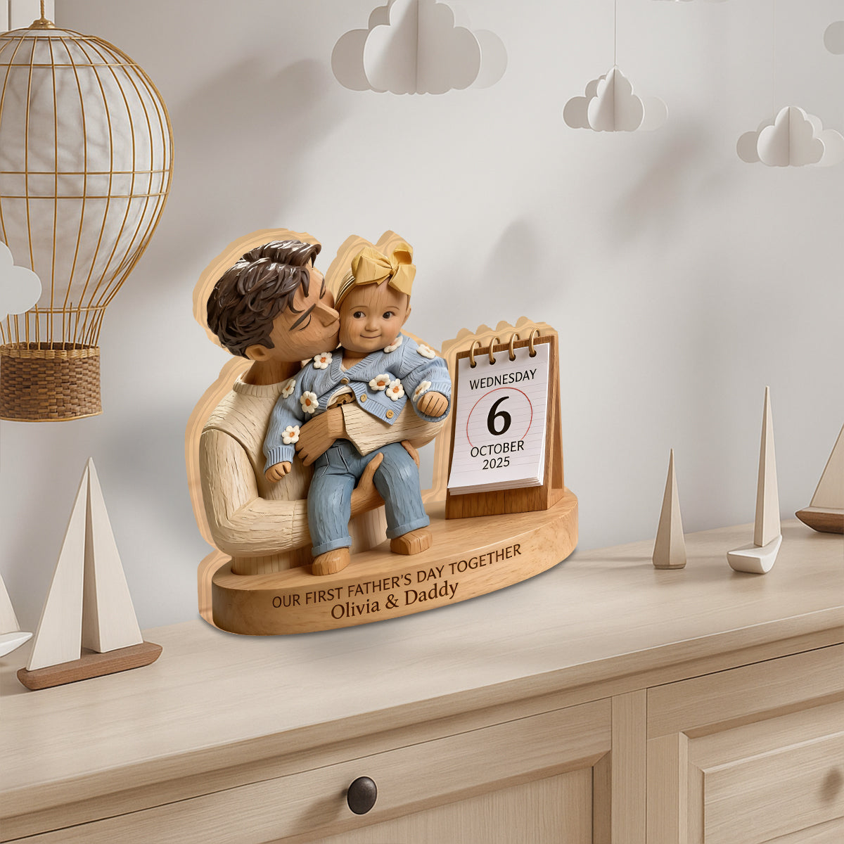 Cadeaux pour la première fête des pères - Plaque en bois personnalisée en forme unique