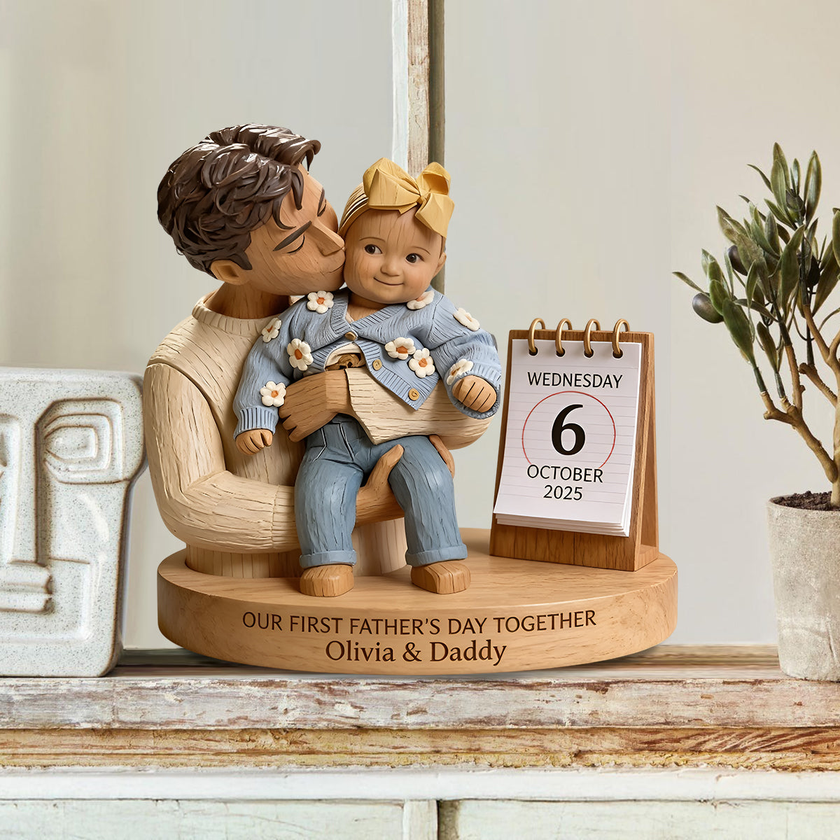 Cadeaux pour la première fête des pères - Plaque en bois personnalisée en forme unique