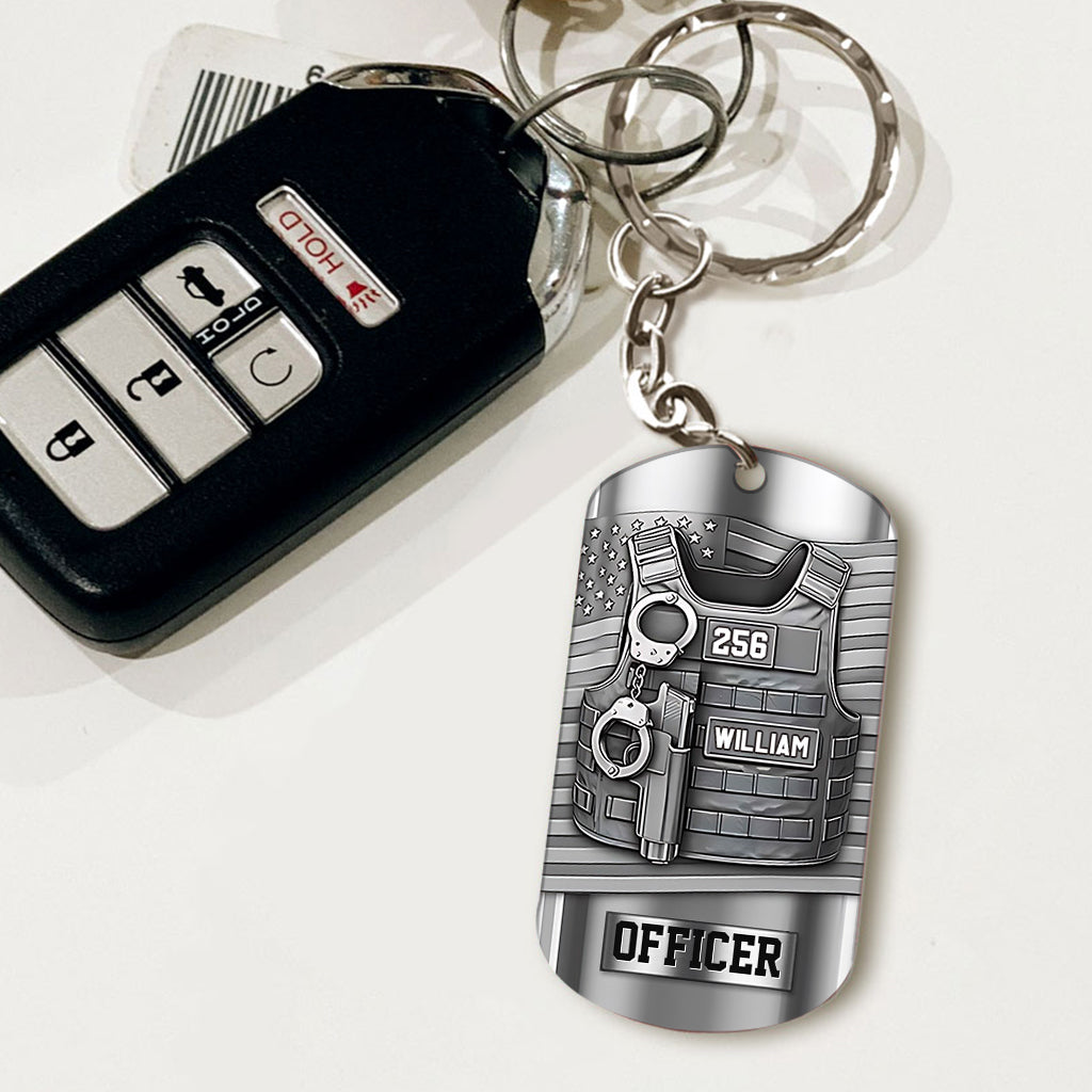 Serve And Protect - Personalized Police Officer Stainless Steel Keychain