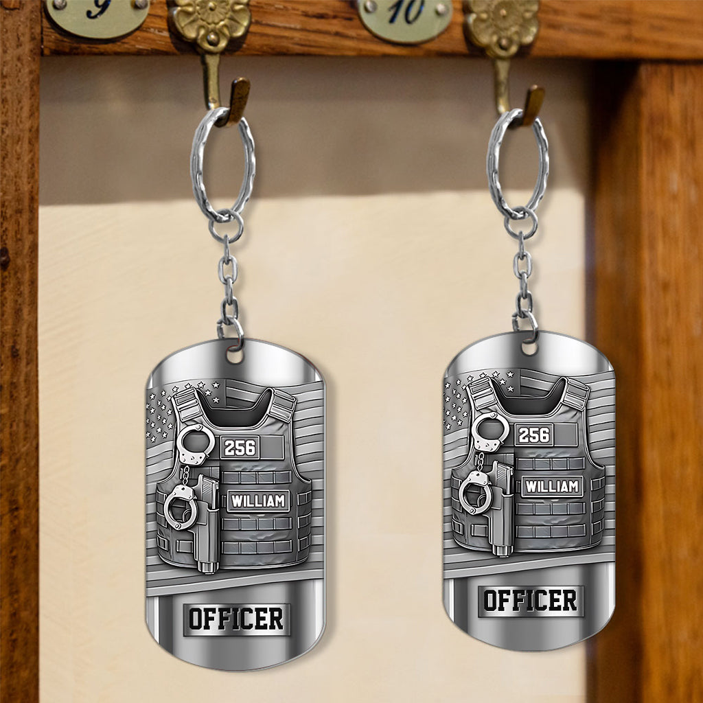 Serve And Protect - Personalized Police Officer Stainless Steel Keychain