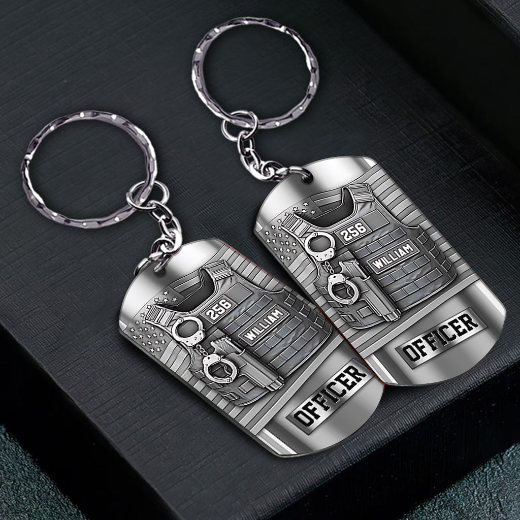 Serve And Protect - Personalized Police Officer Stainless Steel Keychain