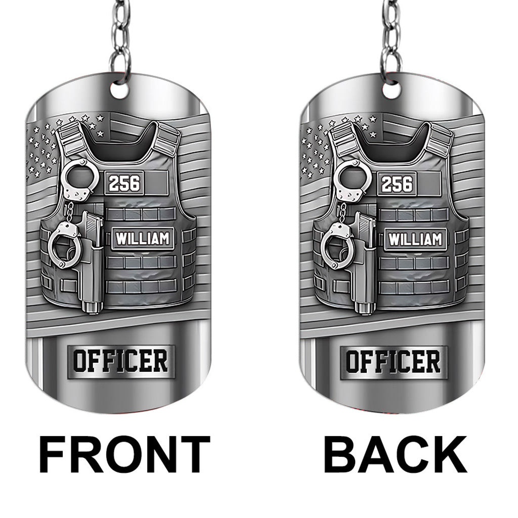Serve And Protect - Personalized Police Officer Stainless Steel Keychain