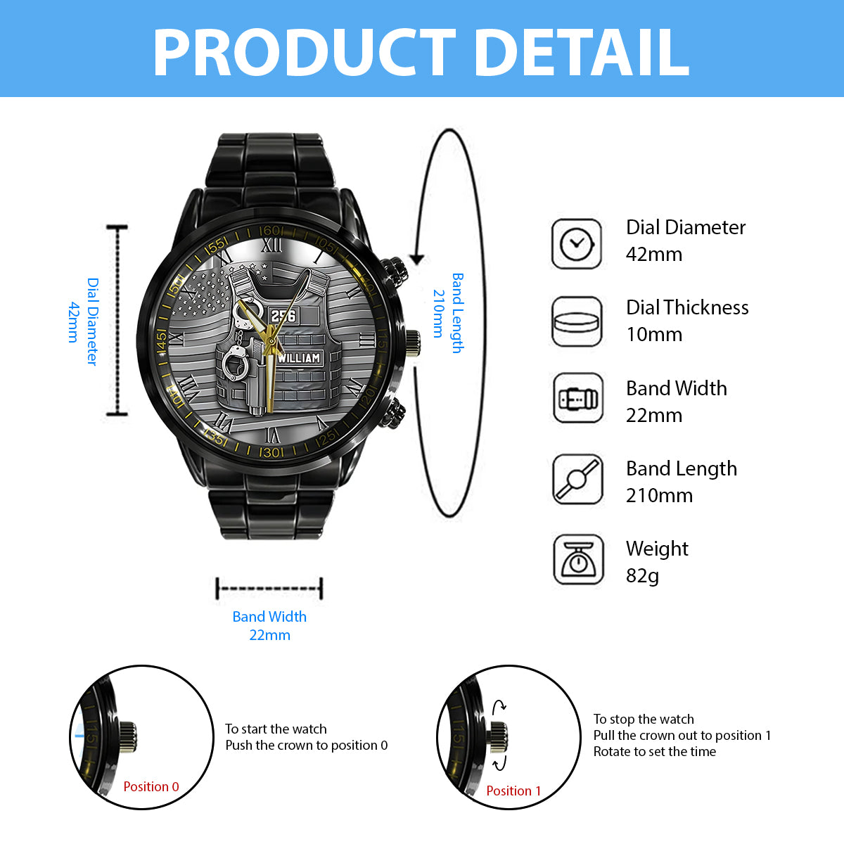 Serve And Protect - Personalized Police Officer Hand Watch