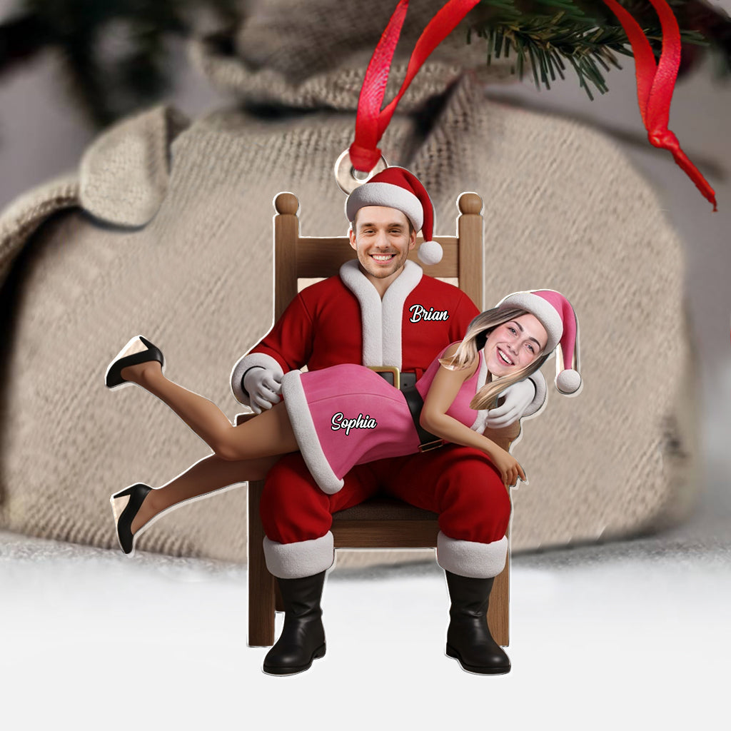 Funny Christmas Couple - Personalized Couple Transparent Ornament
