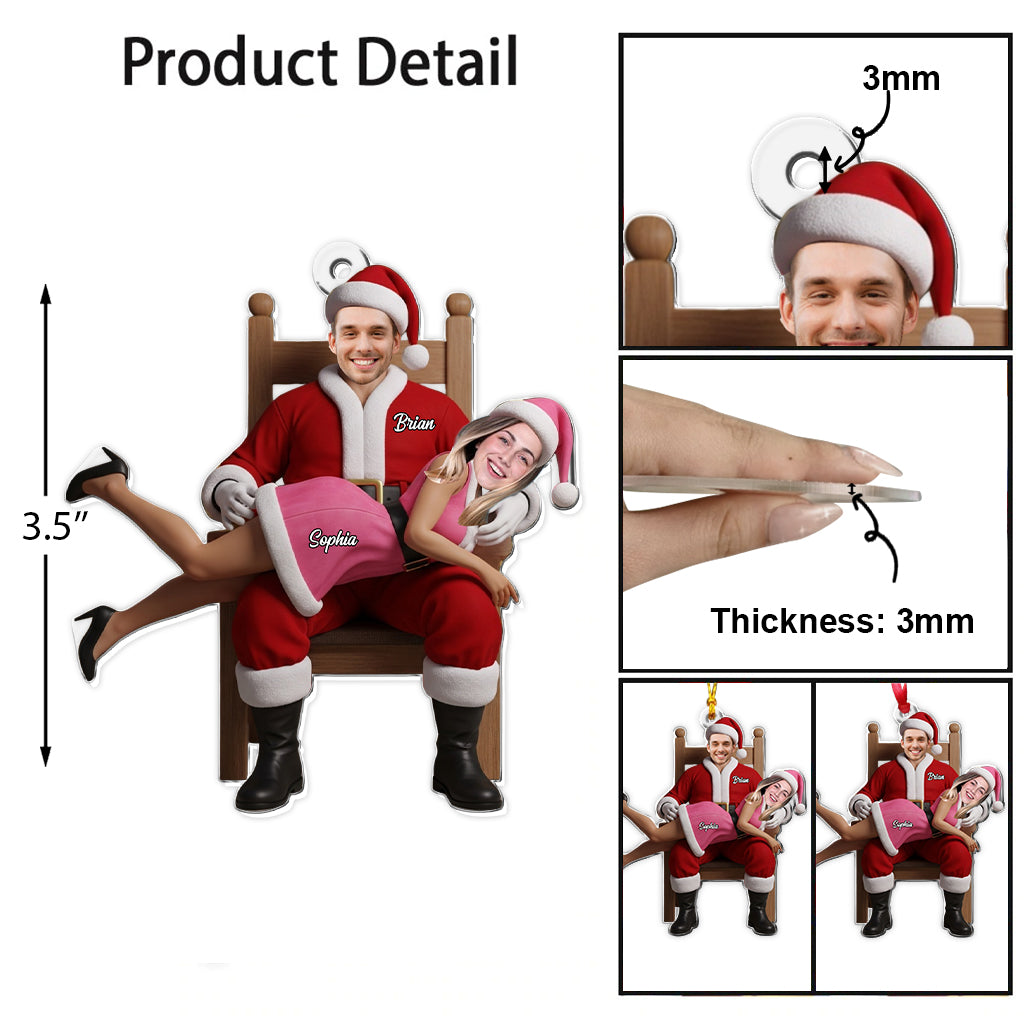 Funny Christmas Couple - Personalized Couple Transparent Ornament