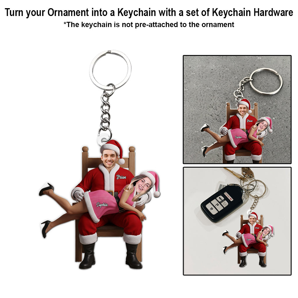 Funny Christmas Couple - Personalized Couple Transparent Ornament