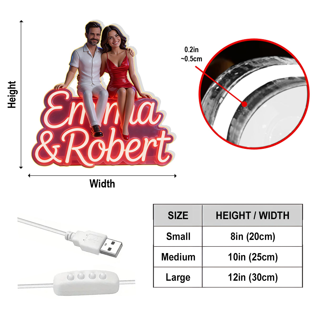 Custom Any Photo - Personalized Couple Acrylic LED Night Light