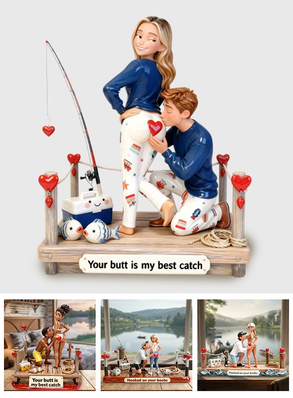 Couple coquin à la pêche - Plaque acrylique personnalisée sur le thème de la pêche