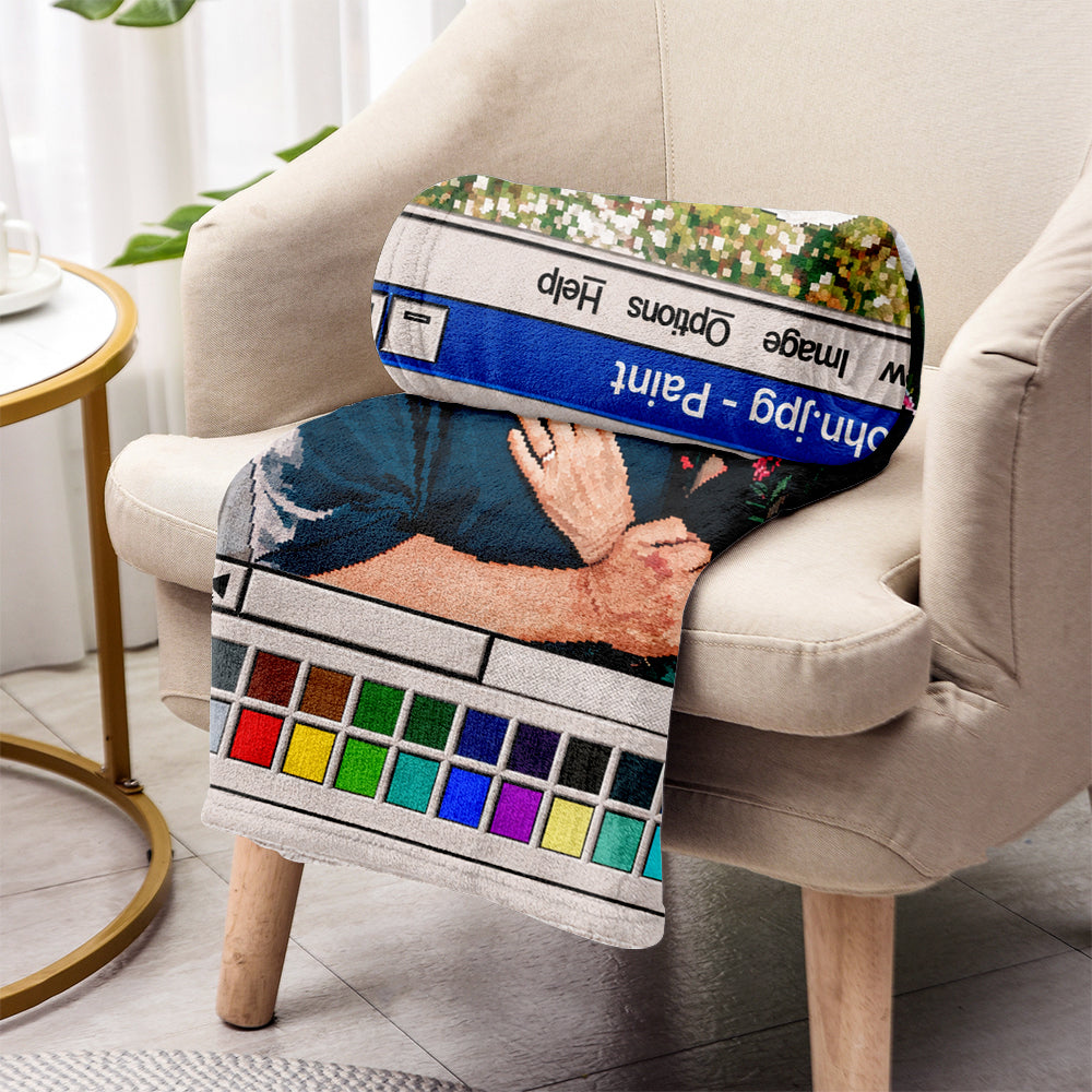 Paint Couple Retro - Personalized Couple Blanket