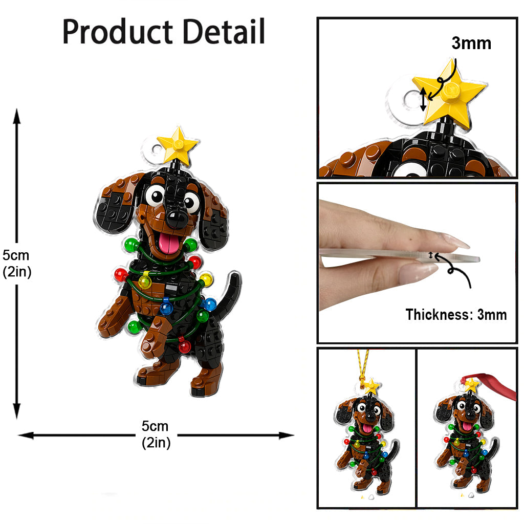 Adorable chien en forme de cube de Noël - Ornement de Noël personnalisé en forme de chien