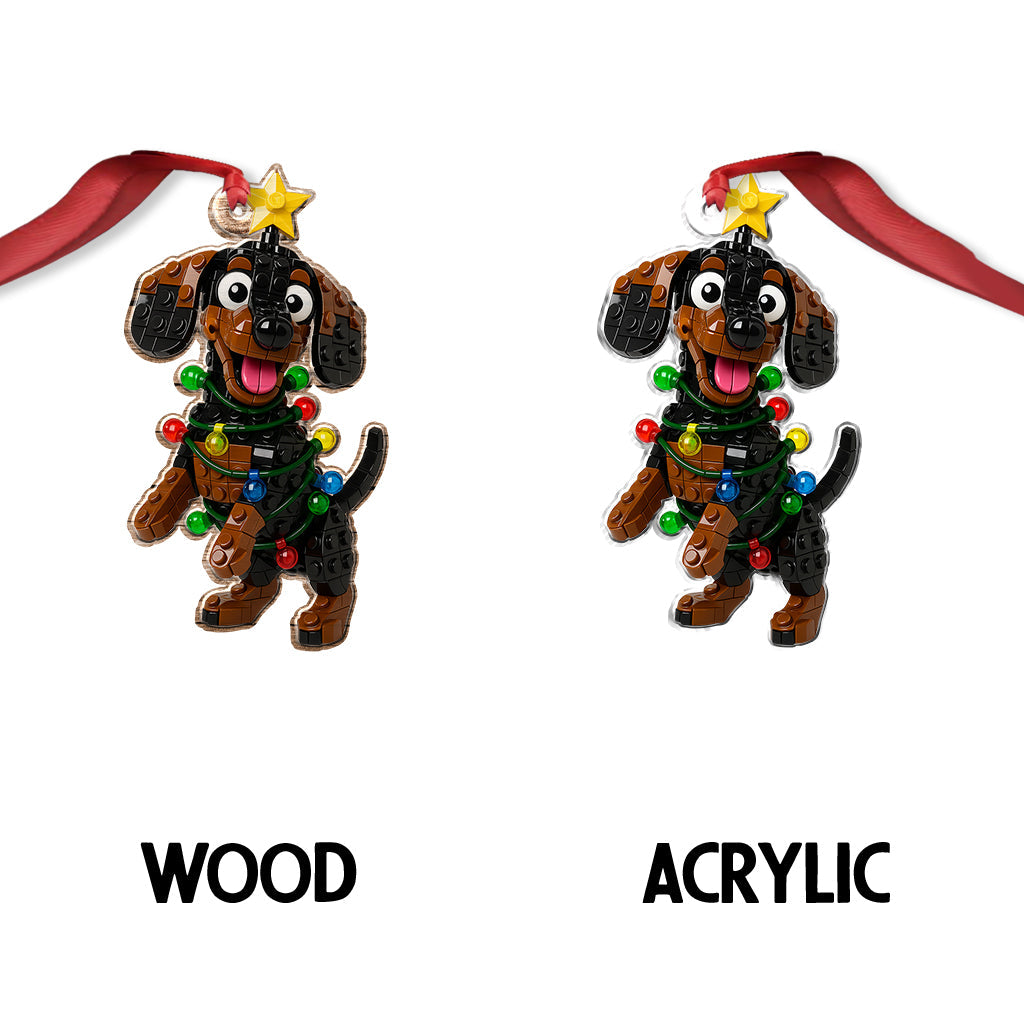 Adorable chien en forme de cube de Noël - Ornement de Noël personnalisé en forme de chien