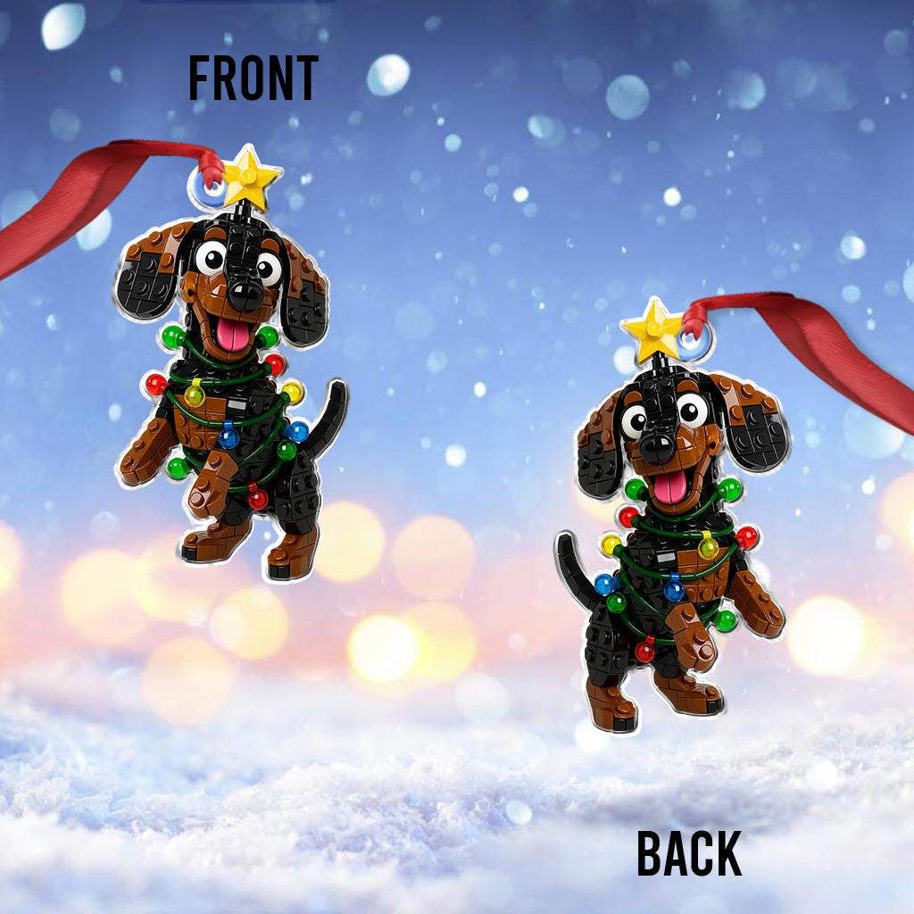 Adorable chien en forme de cube de Noël - Ornement de Noël personnalisé en forme de chien
