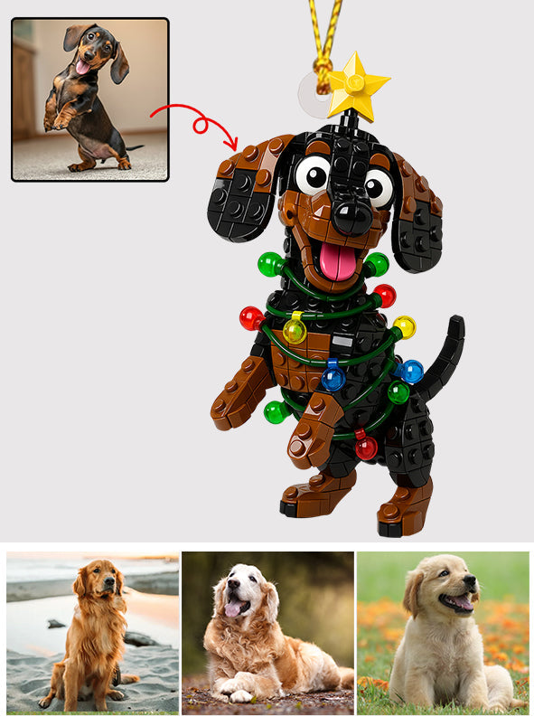 Adorable chien en forme de cube de Noël - Ornement de Noël personnalisé en forme de chien