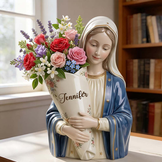 Die Gnade der Jungfrau Maria - Personalisierte christliche Acrylblumenvase