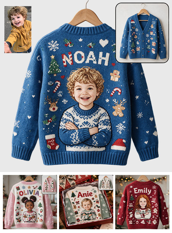 Holiday Moment - Personalized Kid Cardigan Sweater