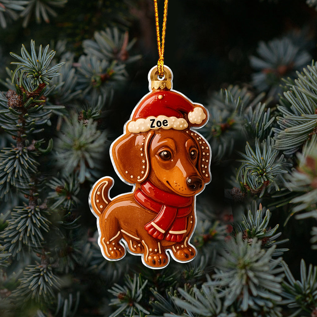 Gingerbread Pet Christmas - Personalized Dog Ornament