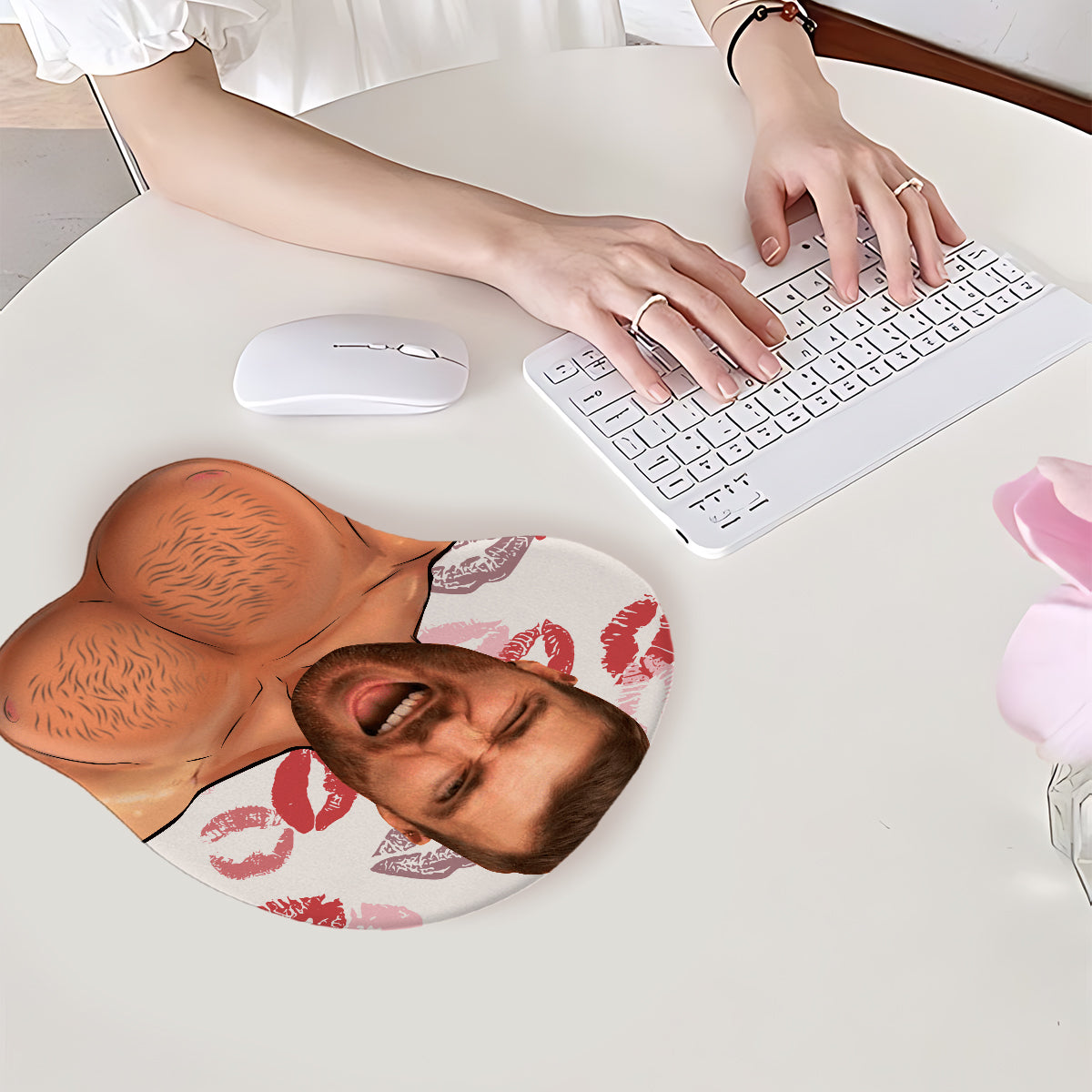 Any Photo Funny Face & Naughty - Personalized Couple 3D Mouse Pad