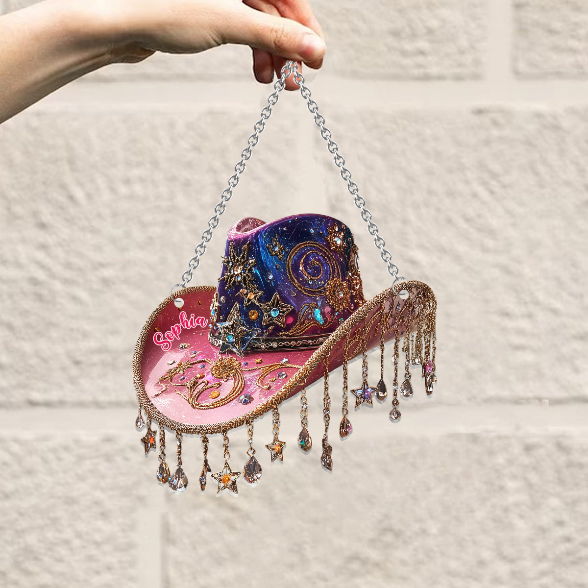 Beautiful Cowboy Hat - Personalized Cowgirl Window Hanging Suncatcher Ornament