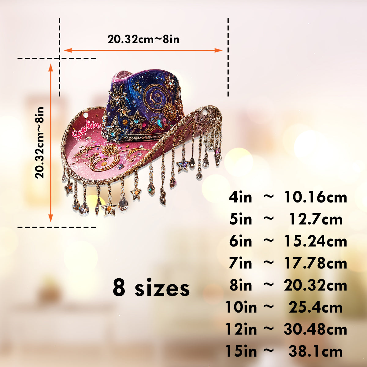 Beautiful Cowboy Hat - Personalized Cowgirl Window Hanging Suncatcher Ornament