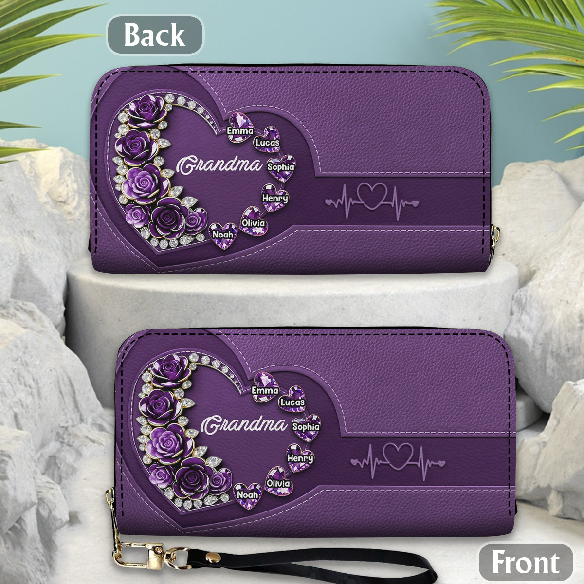 Best Mom Grandma Nana Ever - Personalized Mother Leather Long Wallet