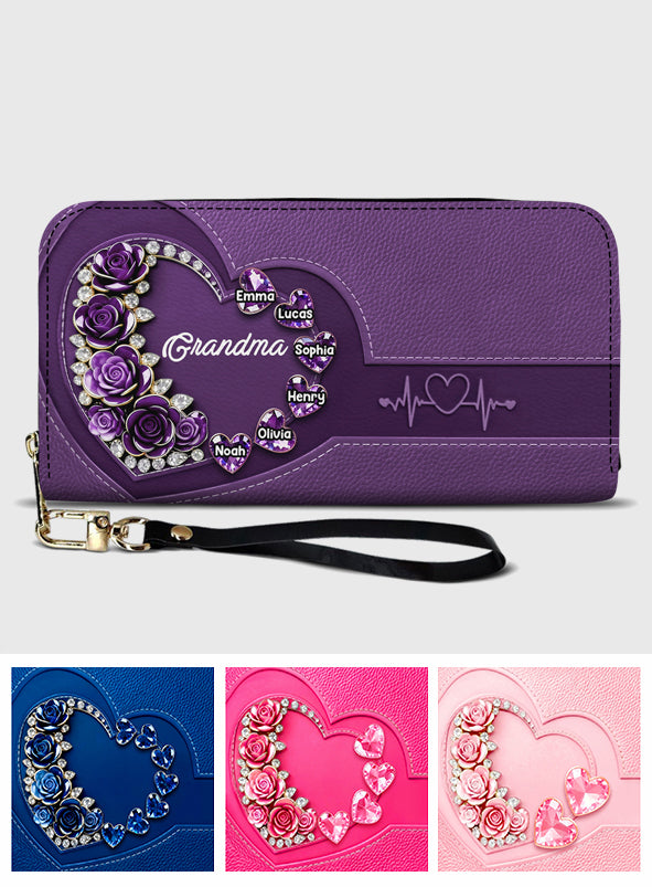 Best Mom Grandma Nana Ever - Personalized Mother Leather Long Wallet