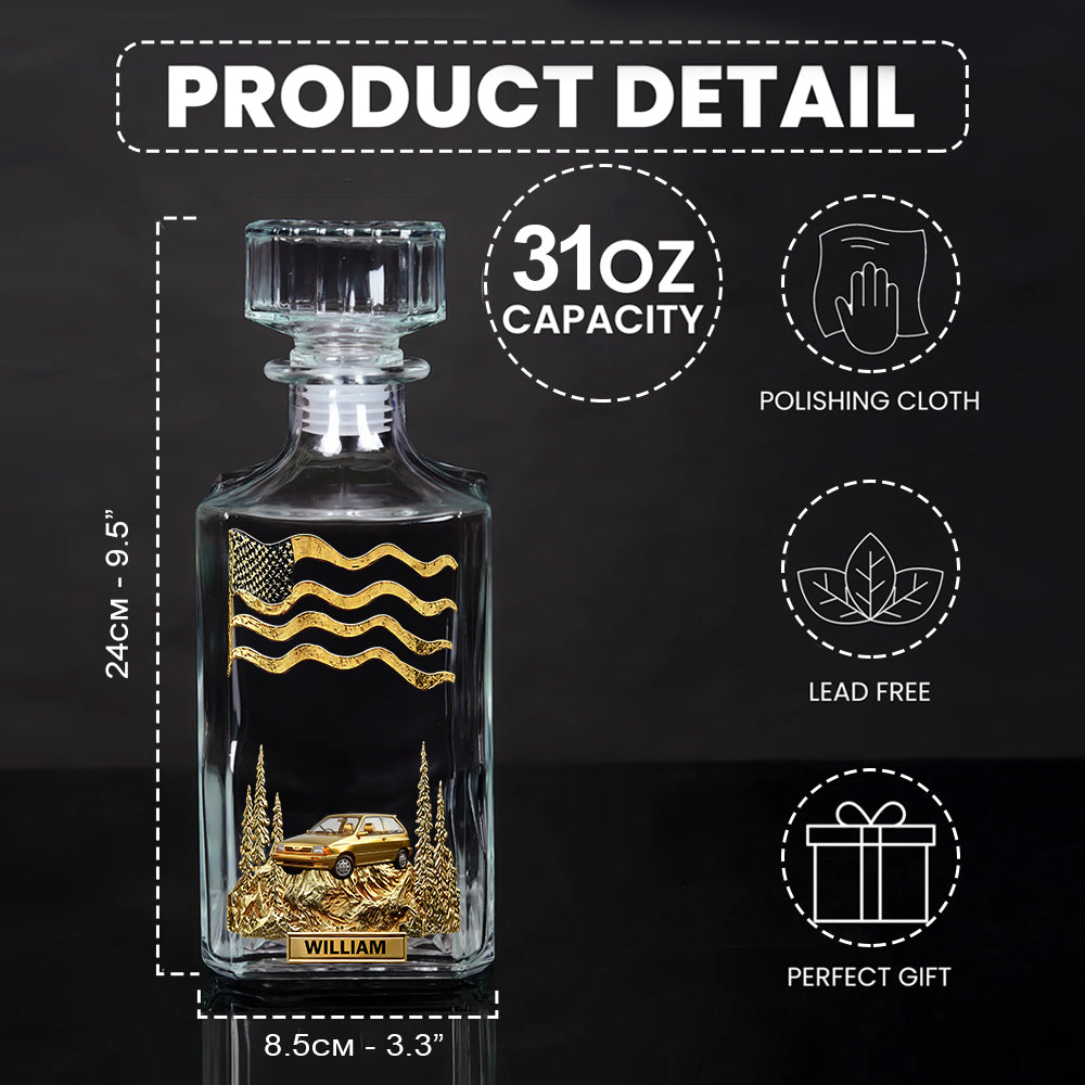 Cool Gift For Car Lover - Personalized Car Lover Whiskey Decanter Set