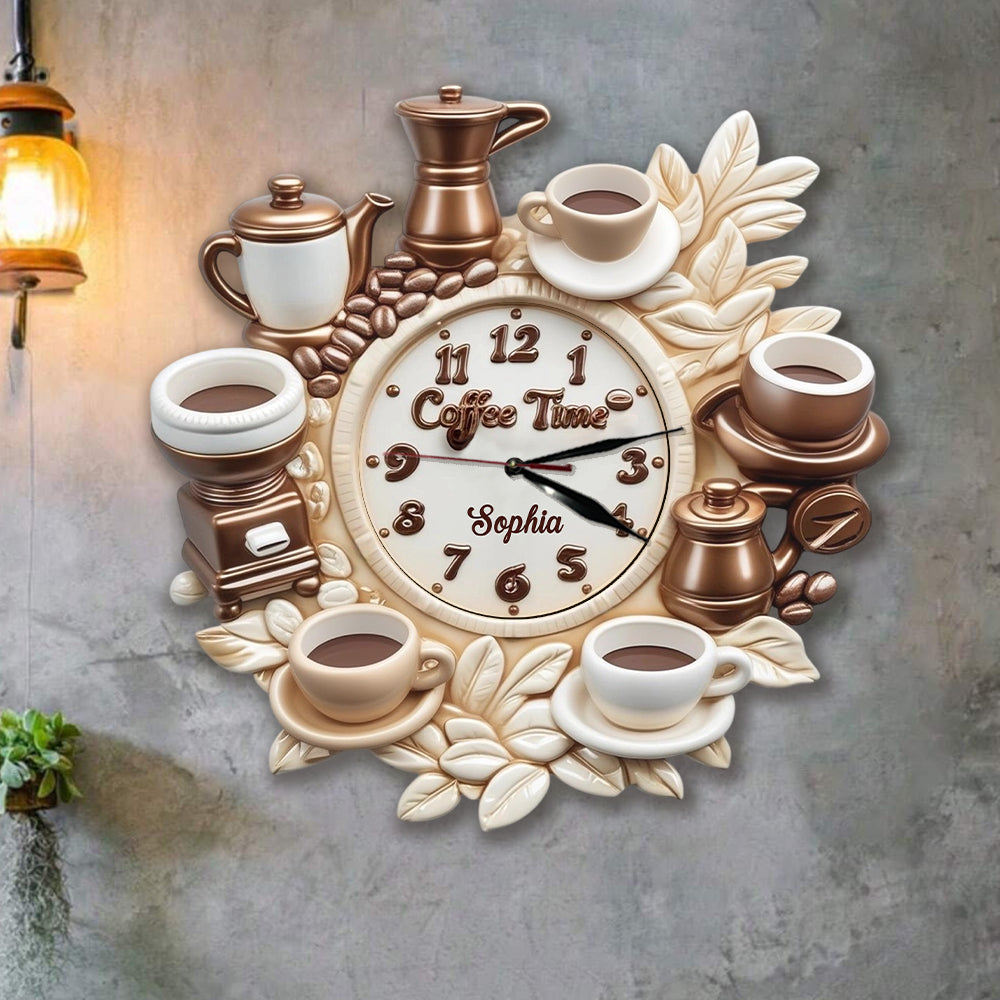 Coffee Time - Personalized Coffee LED Light Wall Clock