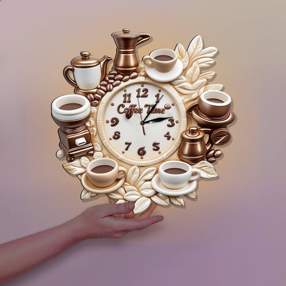 Coffee Time - Personalized Coffee LED Light Wall Clock