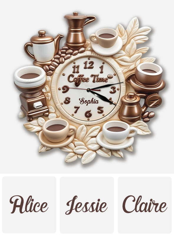 Coffee Time - Personalized Coffee LED Light Wall Clock