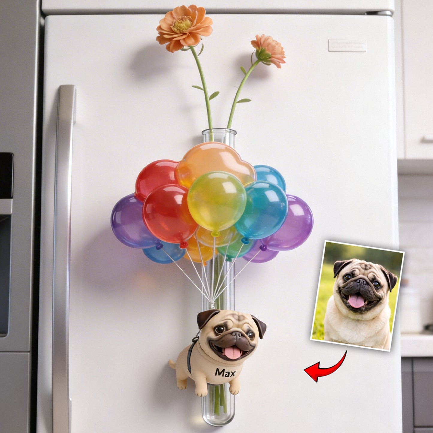 Balloon Buddy - Personalized Dog Magnetic Flower Vase