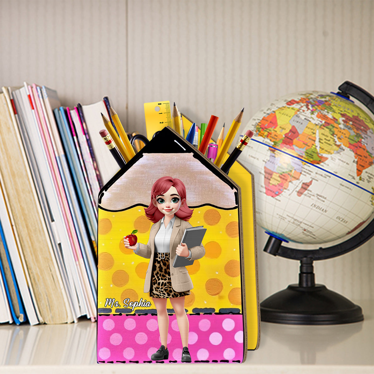 Meilleur professeur du monde - Porte-stylo en bois personnalisé pour professeur