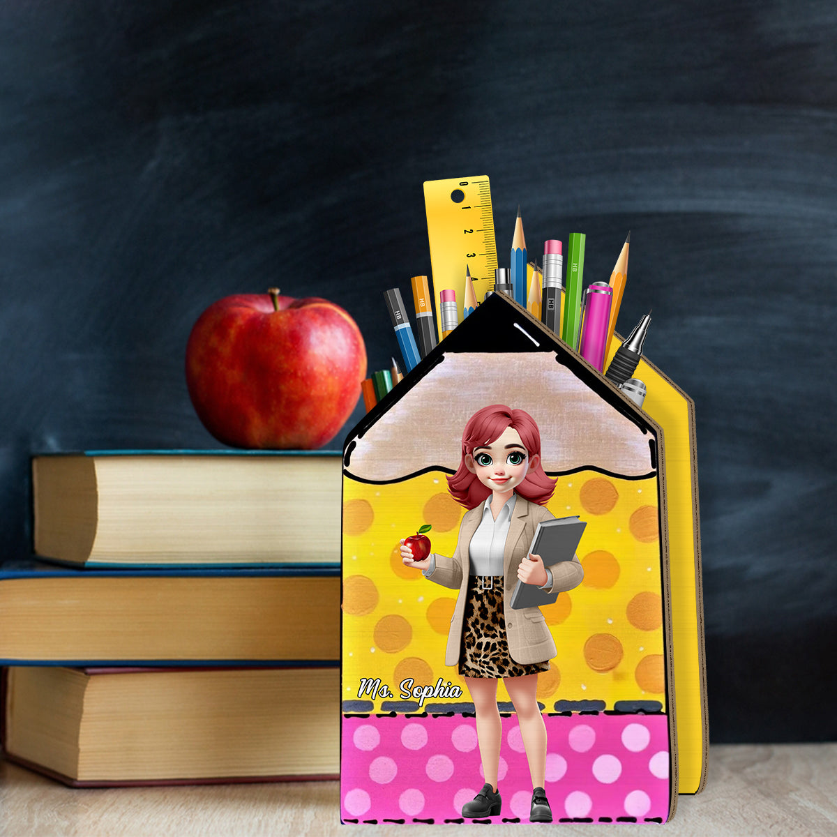 Meilleur professeur du monde - Porte-stylo en bois personnalisé pour professeur