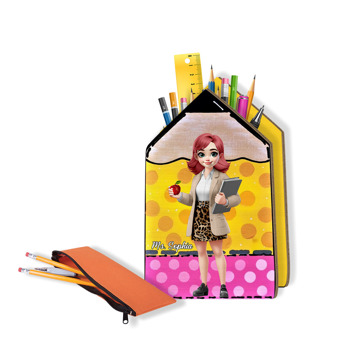 Meilleur professeur du monde - Porte-stylo en bois personnalisé pour professeur