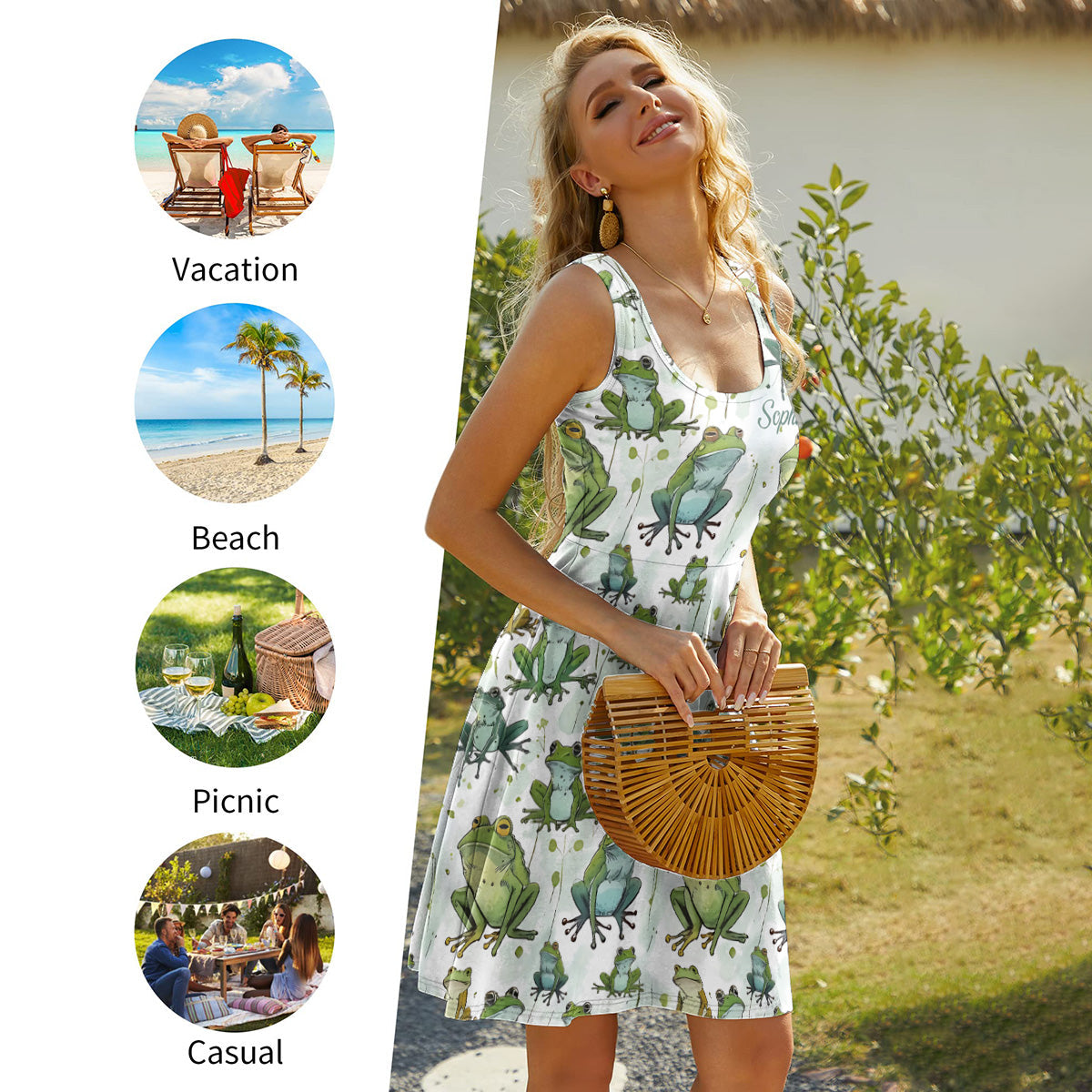 Robe sans manches personnalisée « J’adore les grenouilles »