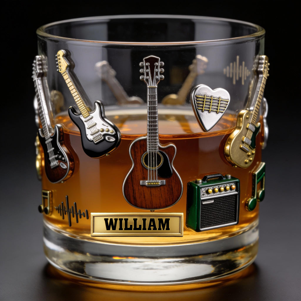 Love Guitars - Personalized Guitar Whiskey Glass