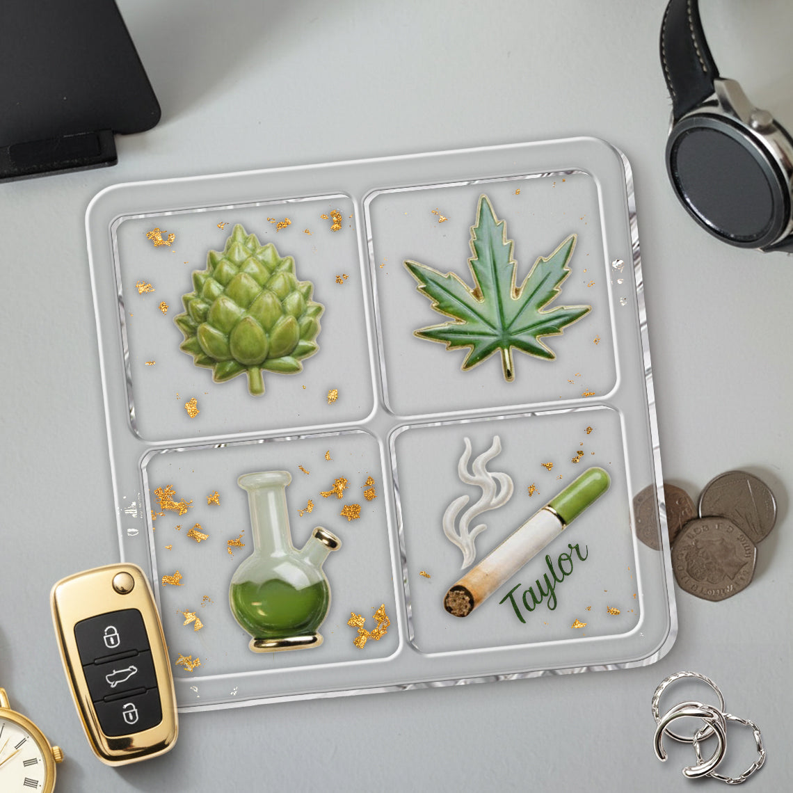 Feuille Magique Verte - Plateau récupérateur de mauvaises herbes personnalisé