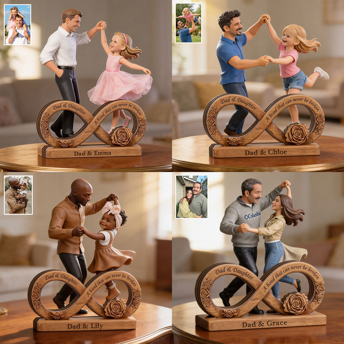 Personalisierte Foto Dad & Tochter - Individuelle Holzplakette
