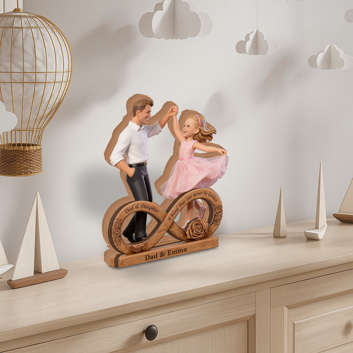 Personalisierte Foto Dad & Tochter - Individuelle Holzplakette