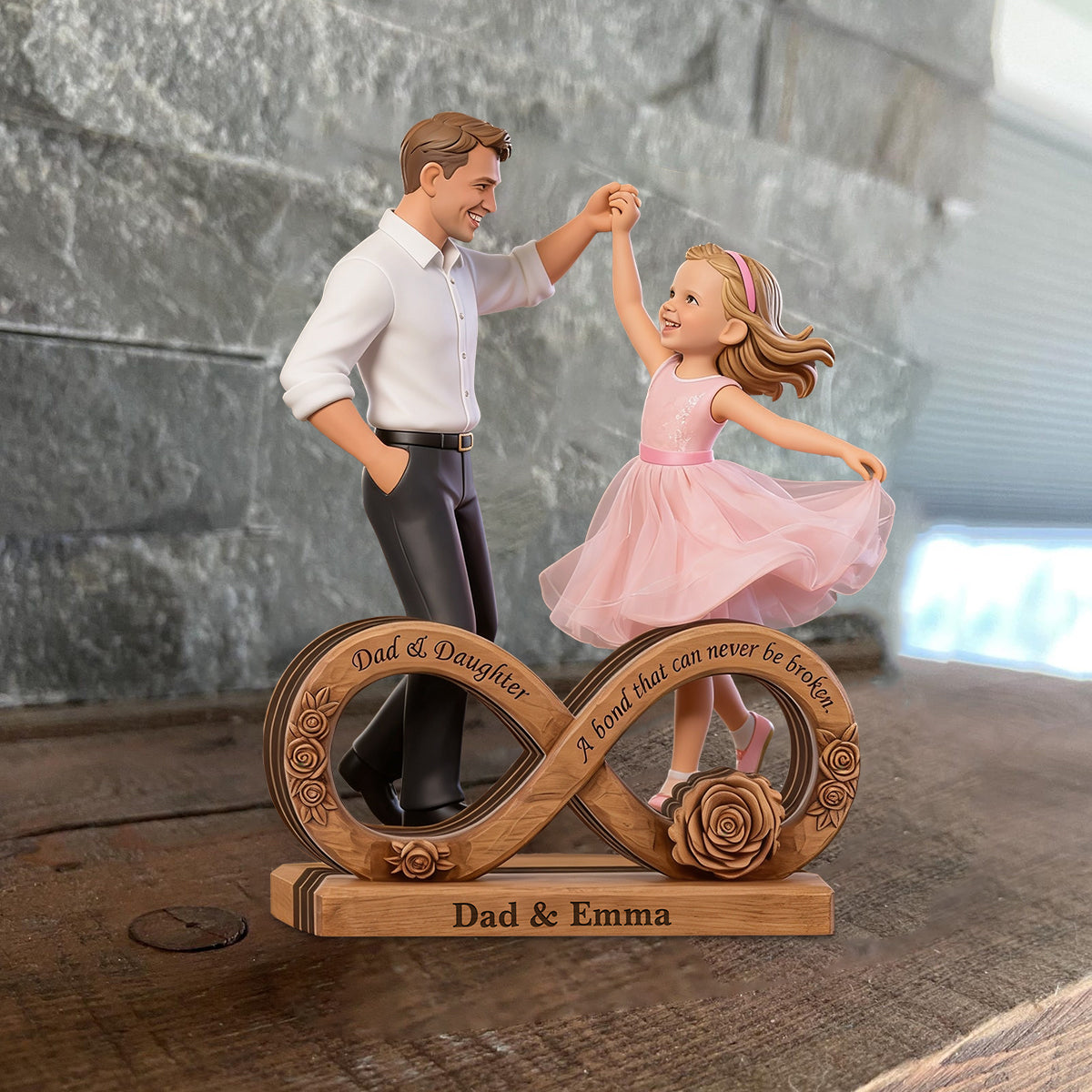 Personalisierte Foto Dad & Tochter - Individuelle Holzplakette