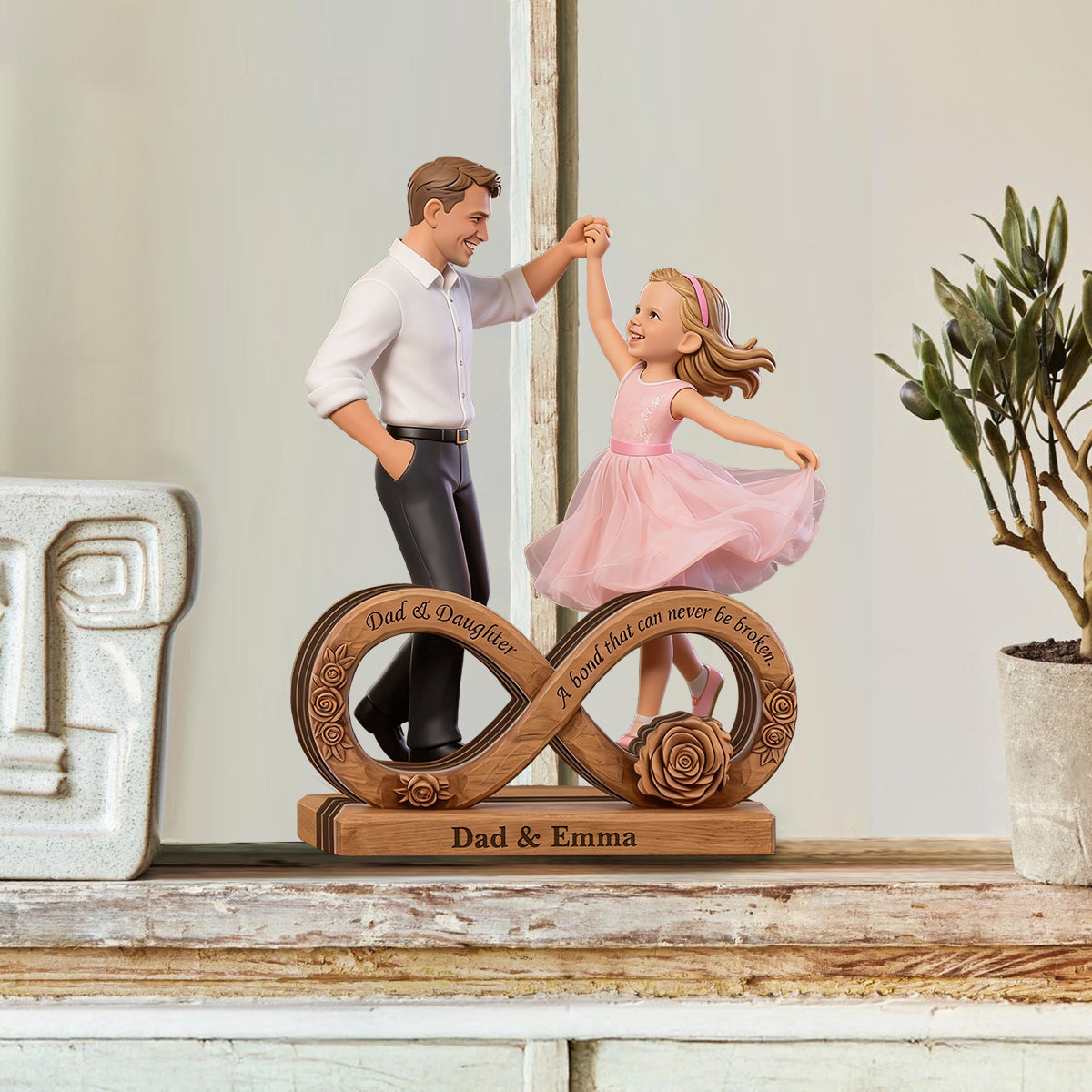 Personalisierte Foto Dad & Tochter - Individuelle Holzplakette