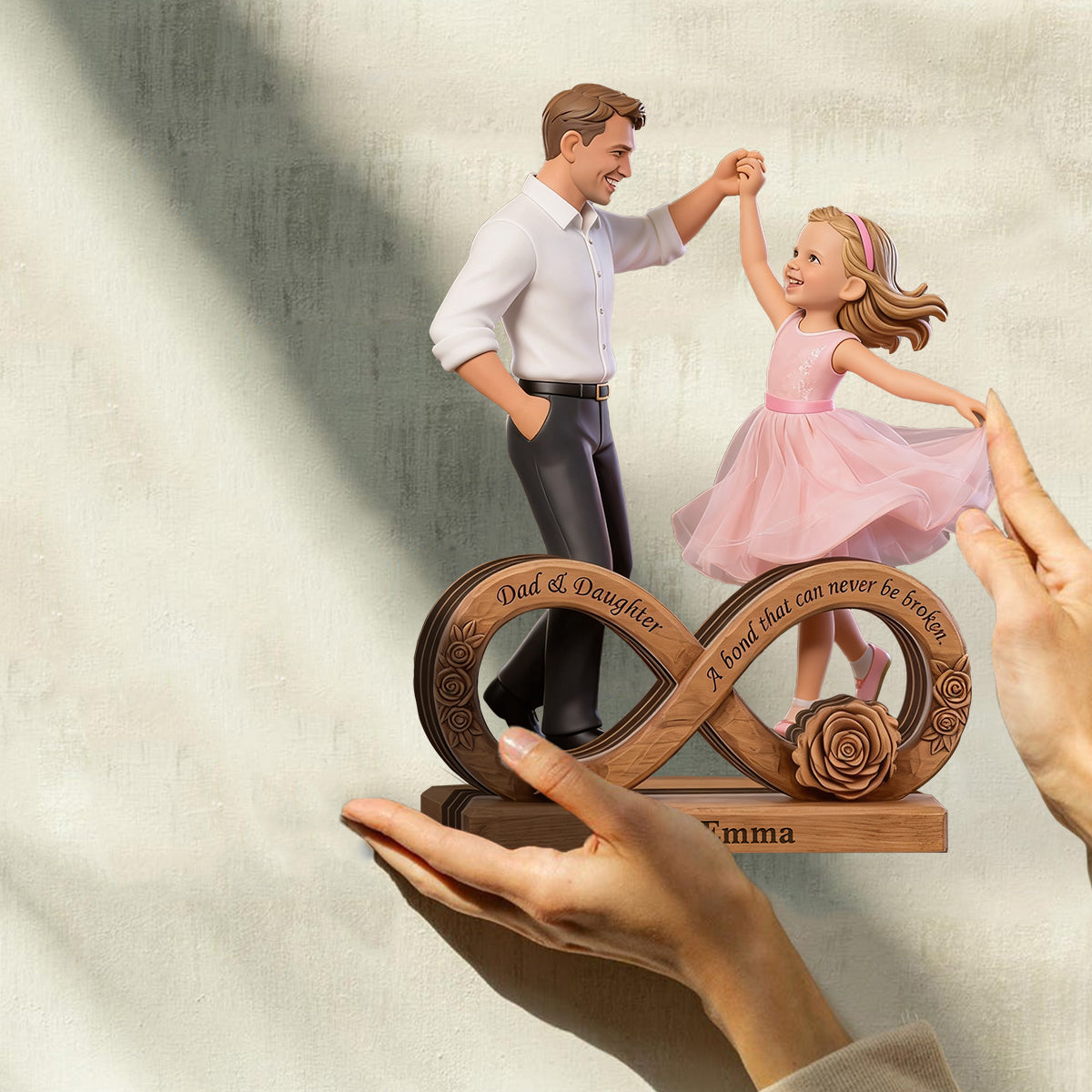Personalisierte Foto Dad & Tochter - Individuelle Holzplakette