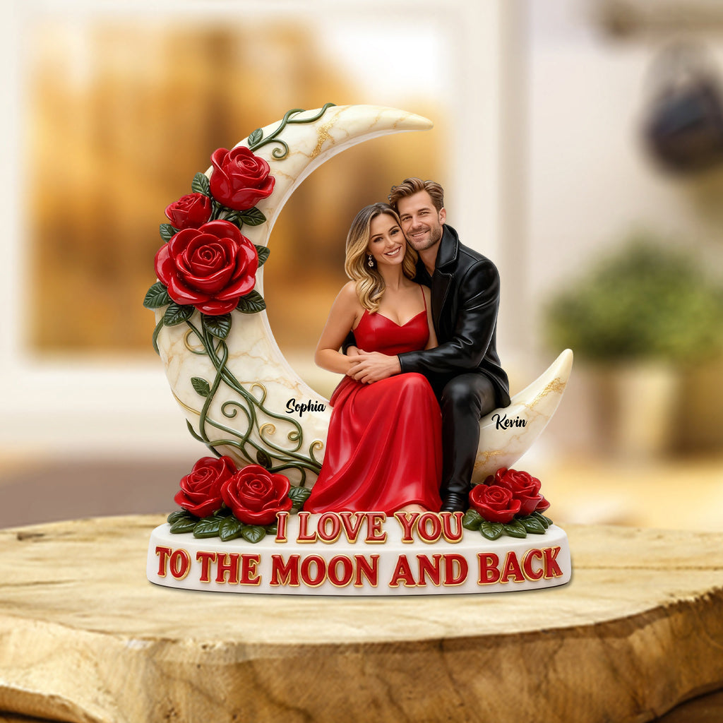 I Love You To The Moon And Back - Personalized Couple Custom Shaped Acrylic Plaque