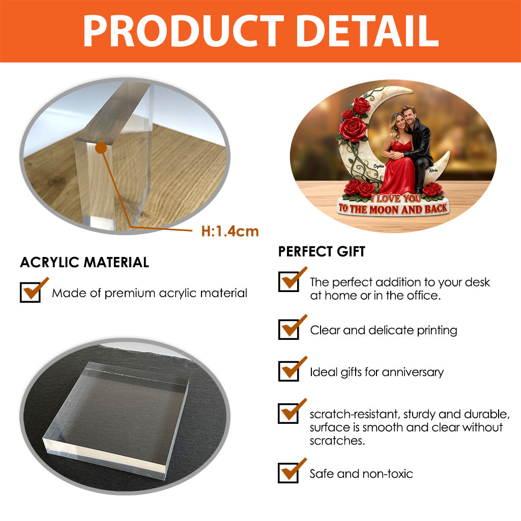 I Love You To The Moon And Back - Personalized Couple Custom Shaped Acrylic Plaque